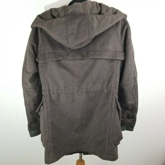 Zara Man Brown Gray Wool Hooded Utility Bomber Jacket Size Small Denim Couture - Picture 3 of 3